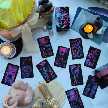 Таро Неонового місяця (Neon Moon Tarot) купити, кіберпанк Таро, металева коробка, 78 карт